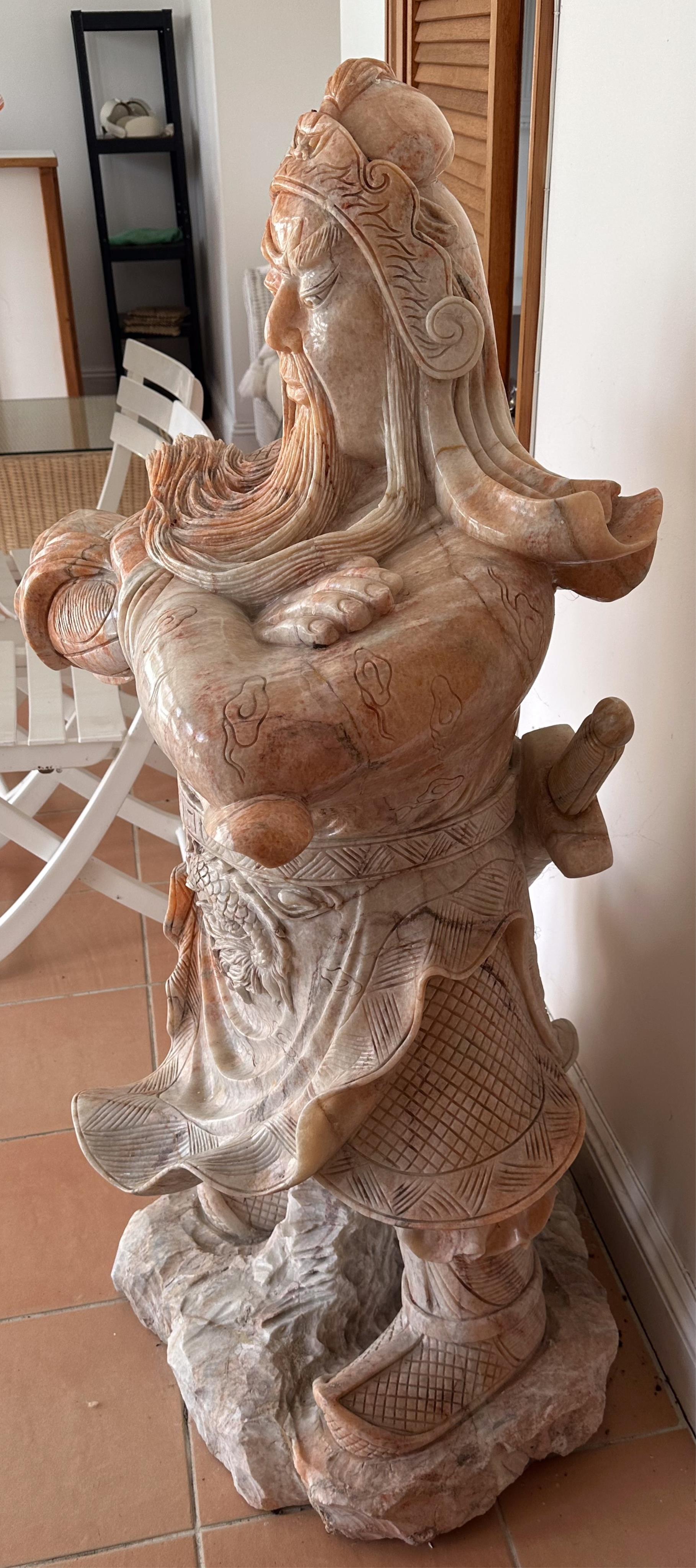 A massive Chinese soapstone figure of Guan Yu